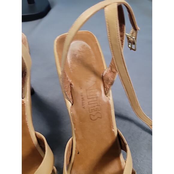 VTG Socialites Leather Strappy Heels 🌙 Wood Sole Boho Festival Vibes Size 6N - Picture 4 of 6